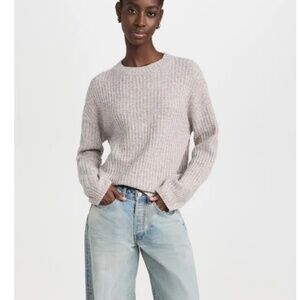 MONROW Wool Cashmere Blend Spacedye Knit Sweater Oatmeal Size Medium